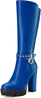 Castamere Women's Chunky Wide High Heel Closed Toe Round Toe Half Zipper Buckle Closure Office Classic Boots