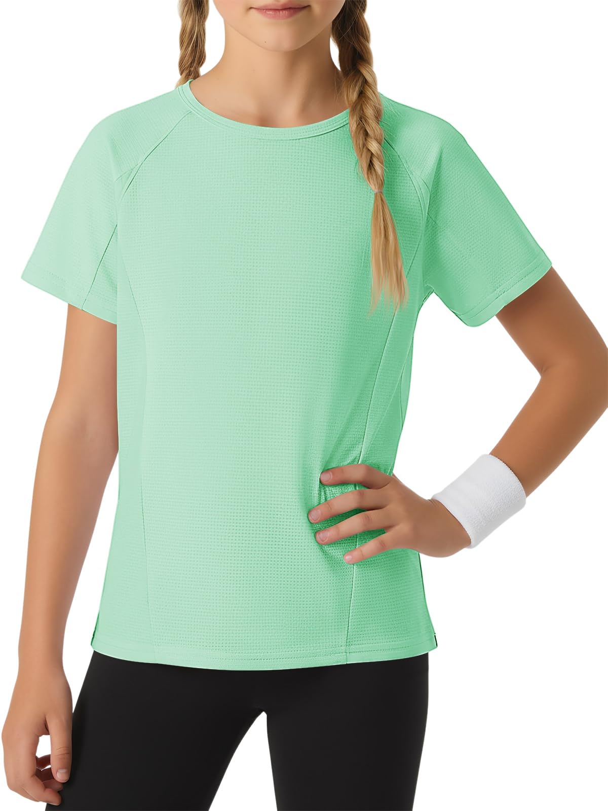Haloumoning Magliette sportive a maniche corte a blocchi di colore per ragazze, 