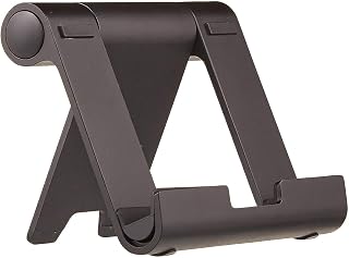 Amazon Basics Multi-Angle Portable Foldable Stand for iPad Tablet, E-reader and Phone, Sturdy Hands-Free Viewing, Black