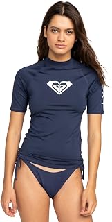 Roxy Fitted Rashguard - UPF 50+, Compression Fit, Surf, Hiking, Yoga, Quick-Dry Swim Shirt Women's Rash Guard T-Shirt (Pack of 1)