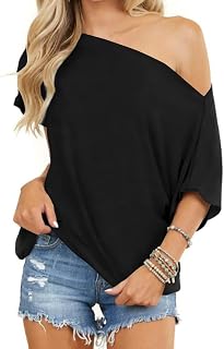 Eniloyal off shoulder tops for women, batwing long sleeve shirts, loose blouse, fashion, oversized tunic, pullover