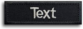 ZEROMEK Embroidered Name Badge with Velcro, Velcro Patch Personalised with Desired Text, Embroidered Badge in Various Sizes & Colours (Black, 12 x 2.5 cm)