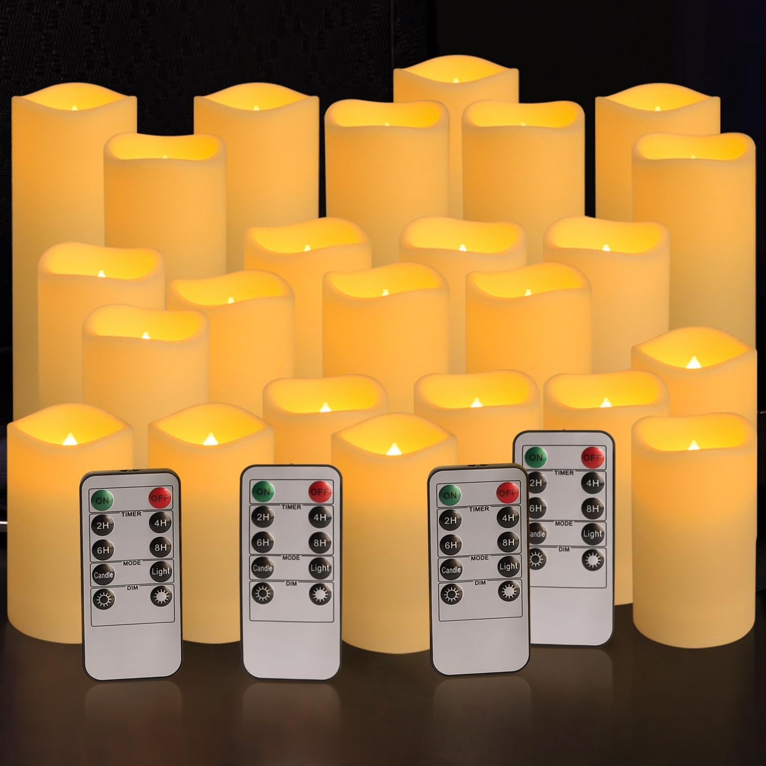 YOROXRG Set of 24 Waterproof Outdoor Flameless Candles, LED Candles with 4 Remot