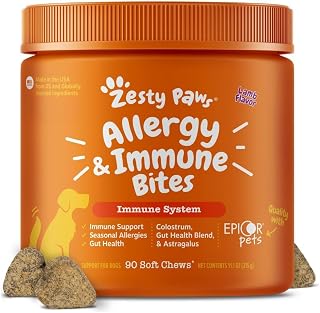 Zesty Paws Dog Allergy Chews - Dog Allergy Relief, Lamb, 90 Ct | Itch Relief for Dogs Soft Chews with Probiotics for Itchy Skin, Ears and Paws