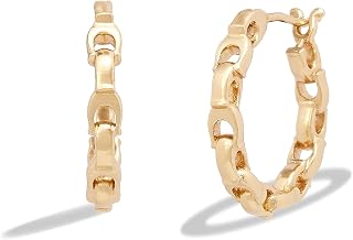 COACH Signature Link Hoop Earrings Gold One Size