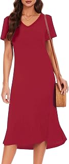 VOBCTY Summer Dress for Women Casual Soft V Neck