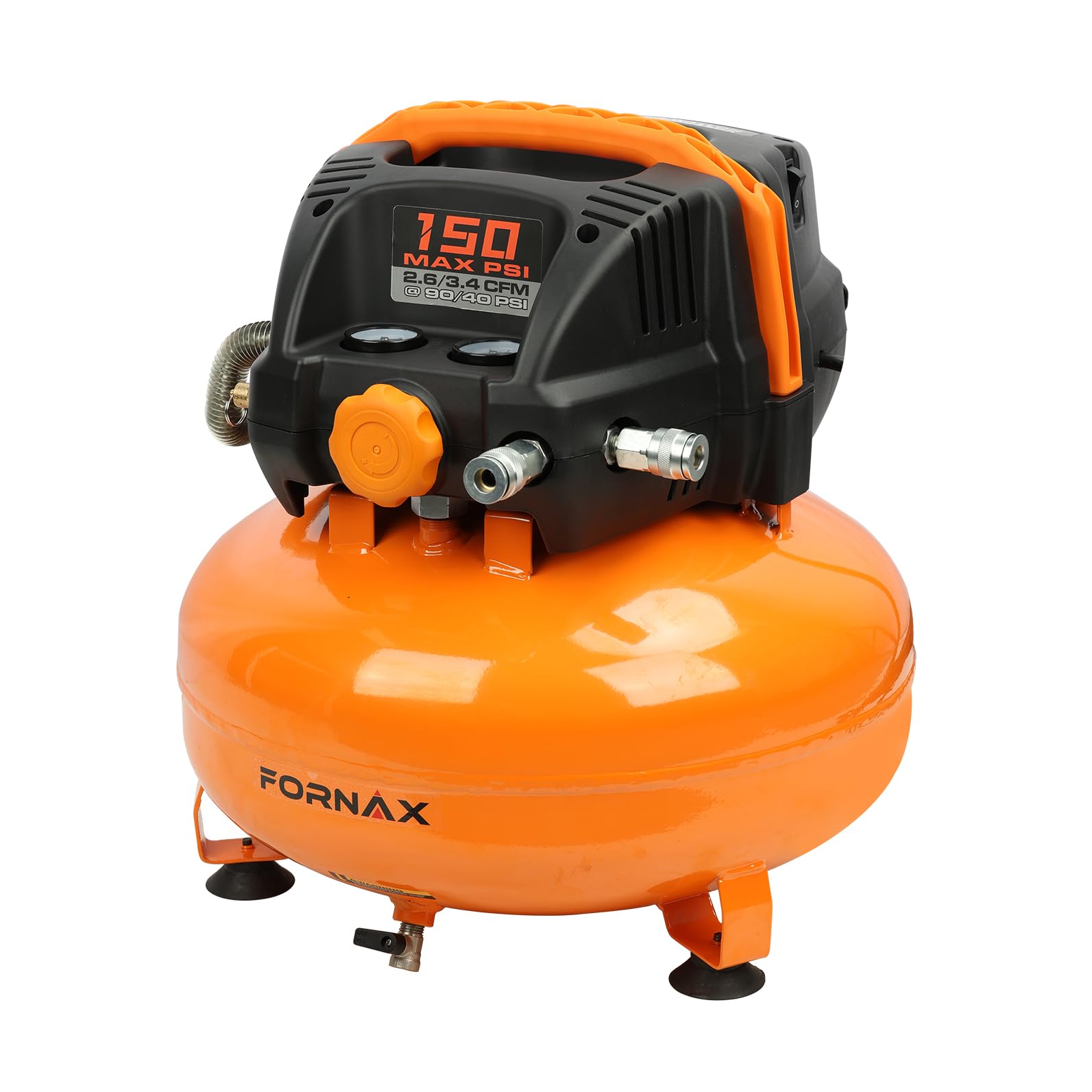 FORNAX Pancake Air Compressor with two couplers, 6 Gallon Portable Electric air 