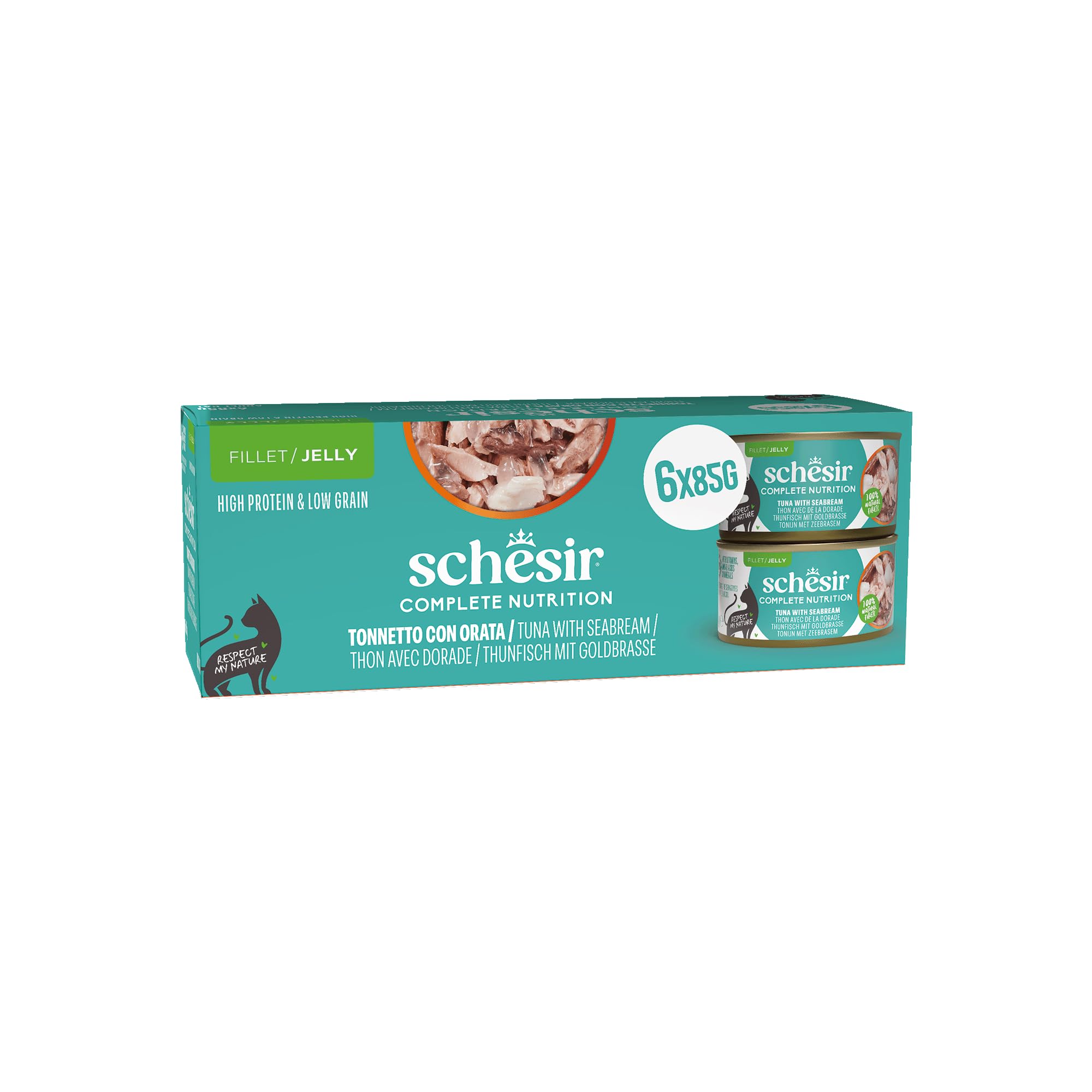 Schesir, Tuna with Bream Jelly Complete Wet Food for Cats with Vitamins Added 10