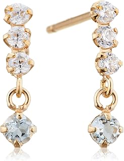 Estelle 0222-8669-0019-000 Women's Earrings, K10 Yellow Gold, March Birthstone, Aquamarine