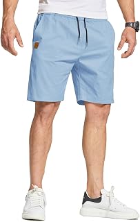 JustSun Men's Summer Shorts with Pockets Lightweight Cotton