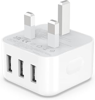 USB Plug, Multi USB Charger 5V 3A for iPhone X XR XS 8 7 6 6S Plus 5 5S 5C SE 14 14 Plus 14 Pro Max 13 12 11, Pad, UK Multiple Wall Charging Adapter Multiport Mains Power Adaptor