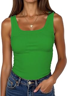 BDITANLE Ärmelloses Damen-Tanktop mit U-Ausschnitt, gerippt, für den Sommer, Basic-T-Shirt