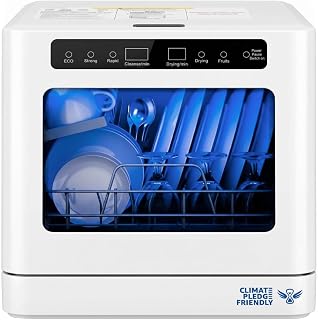 Collier Kitchen Portable Countertop Dishwasher Compact Mini Dishwasher with 5 Wash Programs, Built-in Water Tank & Hose Connection Space-Saving for Apartments, RVs & Small Kitchens