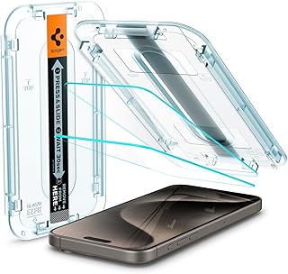 Spigen iPhone 15 Pro Glass Screen Protector with Installation Kit, 9H Hardness, Nano Coating, 2-Pack, EZ Fit AGL06892