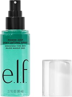e.l.f. Power Grip Dewy Setting Spray, Hydrating Mist, Dewy Glow Finish | 5% Aloe, Hyaluronic Acid + Squalene Blend, Preps for Long-Lasting Hold, Non-Sticky &amp; Non-Greasy Feel, Vegan &amp; Cruelty-Free