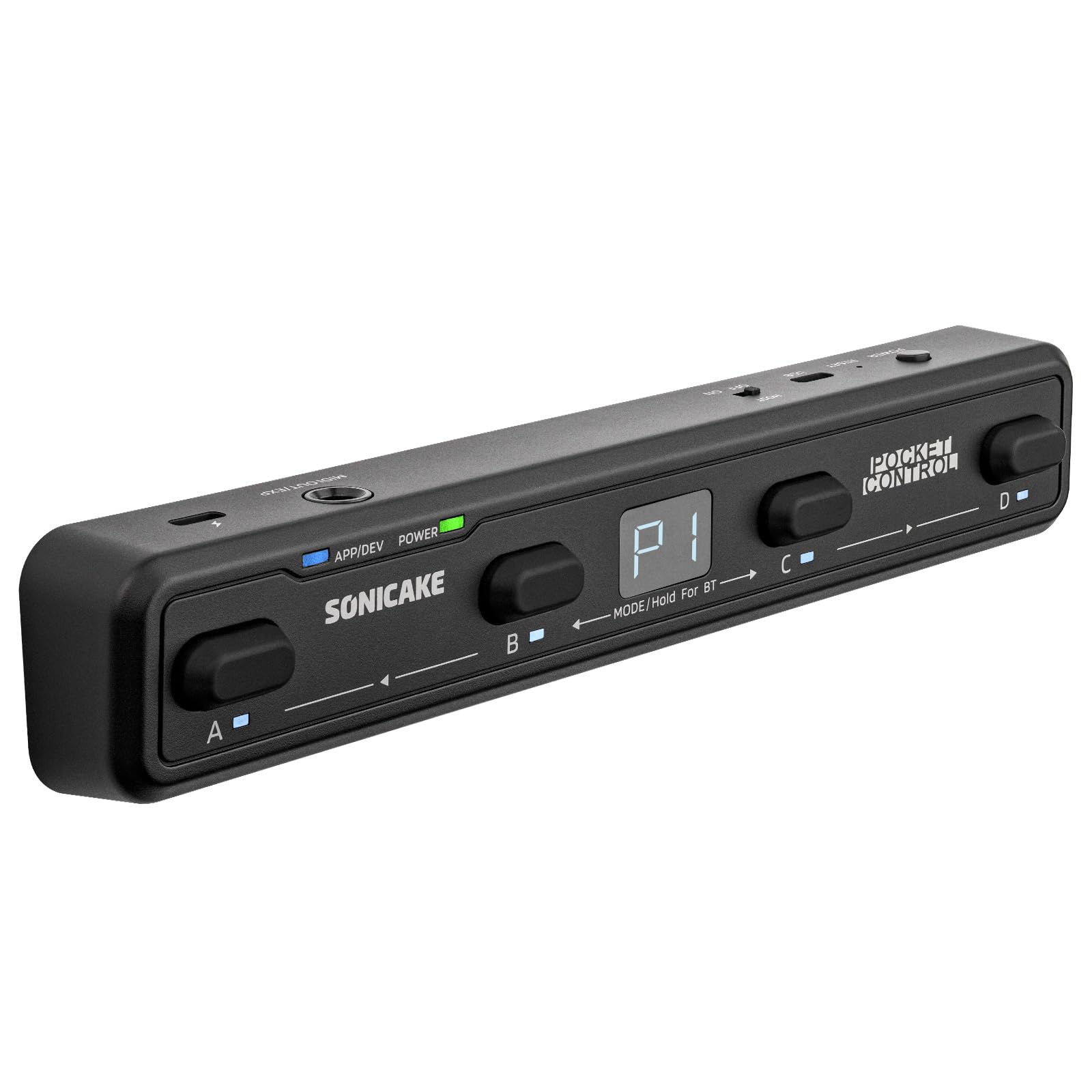SONICAKE Wireless MIDI Foot Controller, 4 Footswitches - Pocket Control | Wired/