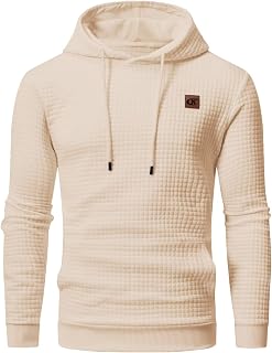 Yundobop Mens Jacquard Long Sleeve Drawstring Hoodie Kanga Pockets Pullover Hoodie