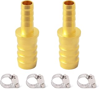 Metaland Brass Hose Barb Reducer, 3/8" to 1/4" Hose ID, Reducing Barbed Coupler (Pack of 2)