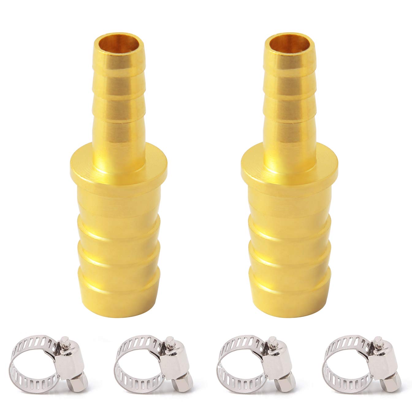 Metaland Brass Hose Barb Reducer, 3/8" to 1/4" Hose ID, Reducing Barbed Coupler 