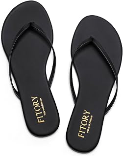 FITORY Thong Flip Flops Women, Dressy Leather Flat Sandals