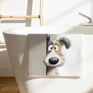 Cartoon Peeking Scottish Terrier Dog Kitchen Towel, Reusable Absorbent Quick Drying Cloth, Cute Puppy Hand Towel, Kitchen Bathroom Home Decoration, Gift for Dog Lover Women and Men