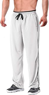 EKLENTSON Men's Tracksuit Bottoms Mesh Jogging Sweat Pants with Zipper Pockets Open Bottom Athletic Pants Loose Fit
