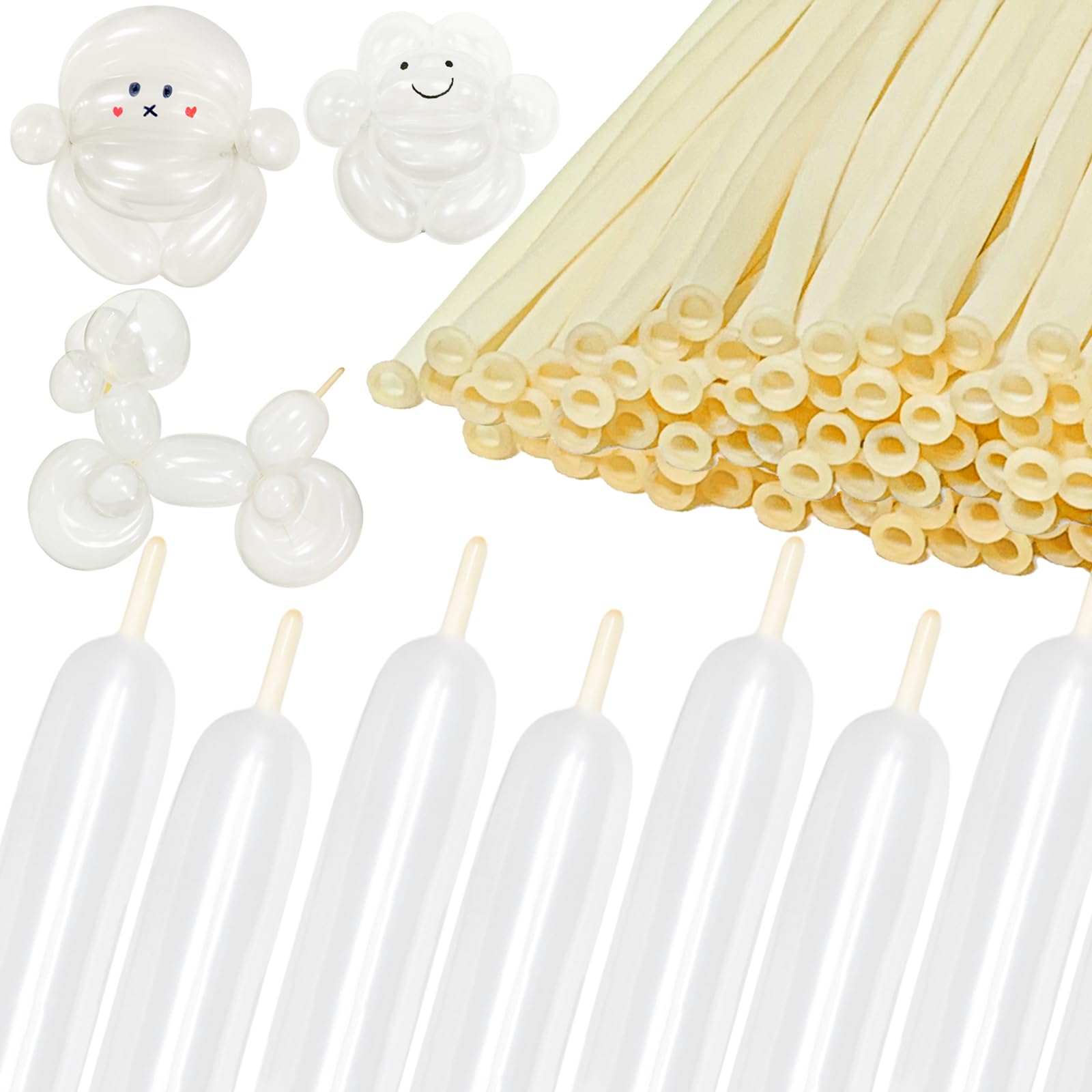 KAWKALSH 260 Clear Long Balloons for Animals, Thickening Skinny Latex Twisting f