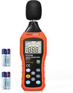 Protmex PT6708 Sound Level Meter - Digital Decibel Reader Measurement | Range 30-130 dB, Accuracy 1.5dB Noise Meter with Large LCD Screen Display, Fast and Slow Selection (Batteries Included)