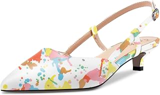 Aachcol Women's Low Heel Kittens Heel Pumps Pointed Toe Ankle Strap Slingback Dress Shoes Sandals Office Wedding Party Matte 3.5 cm
