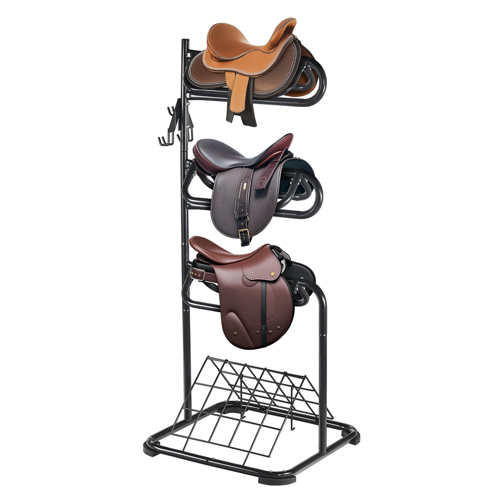 VEVOR Freestanding Saddle Stand, 30 x 30 x 68.5 in, 3 Tiers Saddle Rack, Heavy D