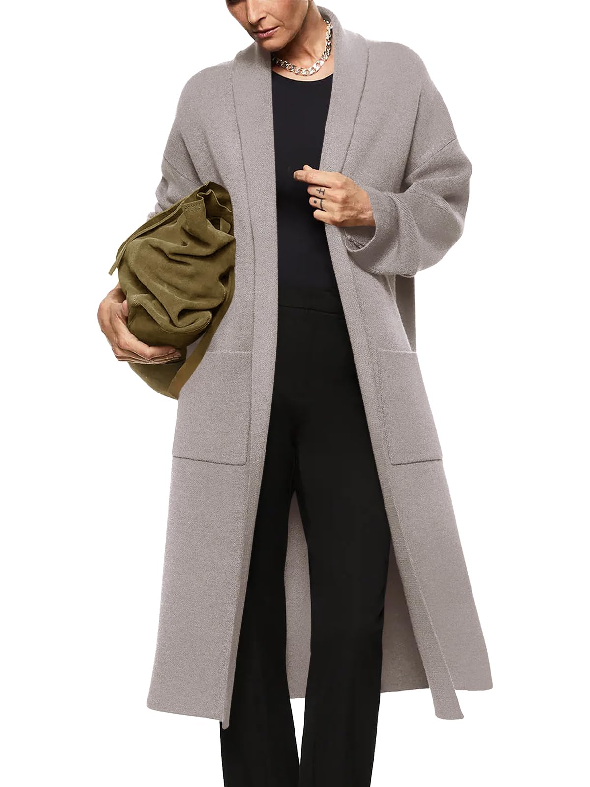 Womens Long Sleeve Cardigan Sweaters Oversized Open Front Maxi Coat