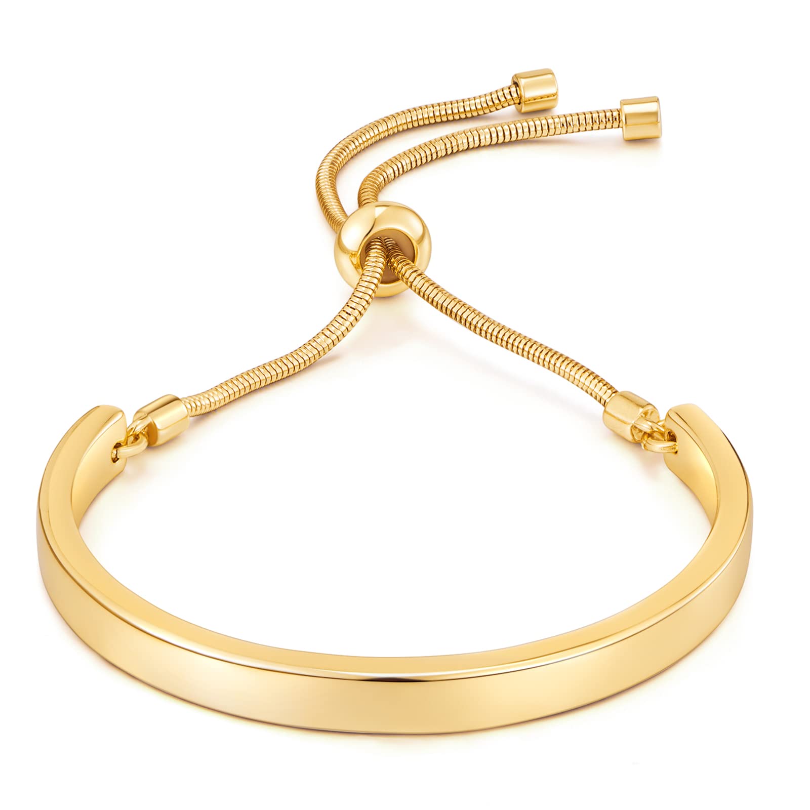 14K Gold Bracelets for Women Adjustable Slider Bracelet Bangle Bracelets for Wom