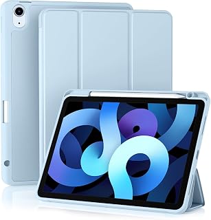 Akkerds for iPad Air 11 Inch Case M4/M3/M2, Air 5th/4th Gen 10.9, Sky Blue | With Pencil Holder, for iPad Air Case 2026/2025/2024/2022/2020, Soft TPU Back, Slim Trifold Stand Cover, Auto Sleep/Wake