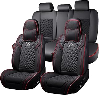 Car Seat Covers for Lexus NX 350 2022-2026, Premium Nappa Leather Waterproof & Anti-Slip, Full Coverage Customized fit Lexus NX 350 Seat Covers Full Set (5 Seats Luxury,Black-Red)