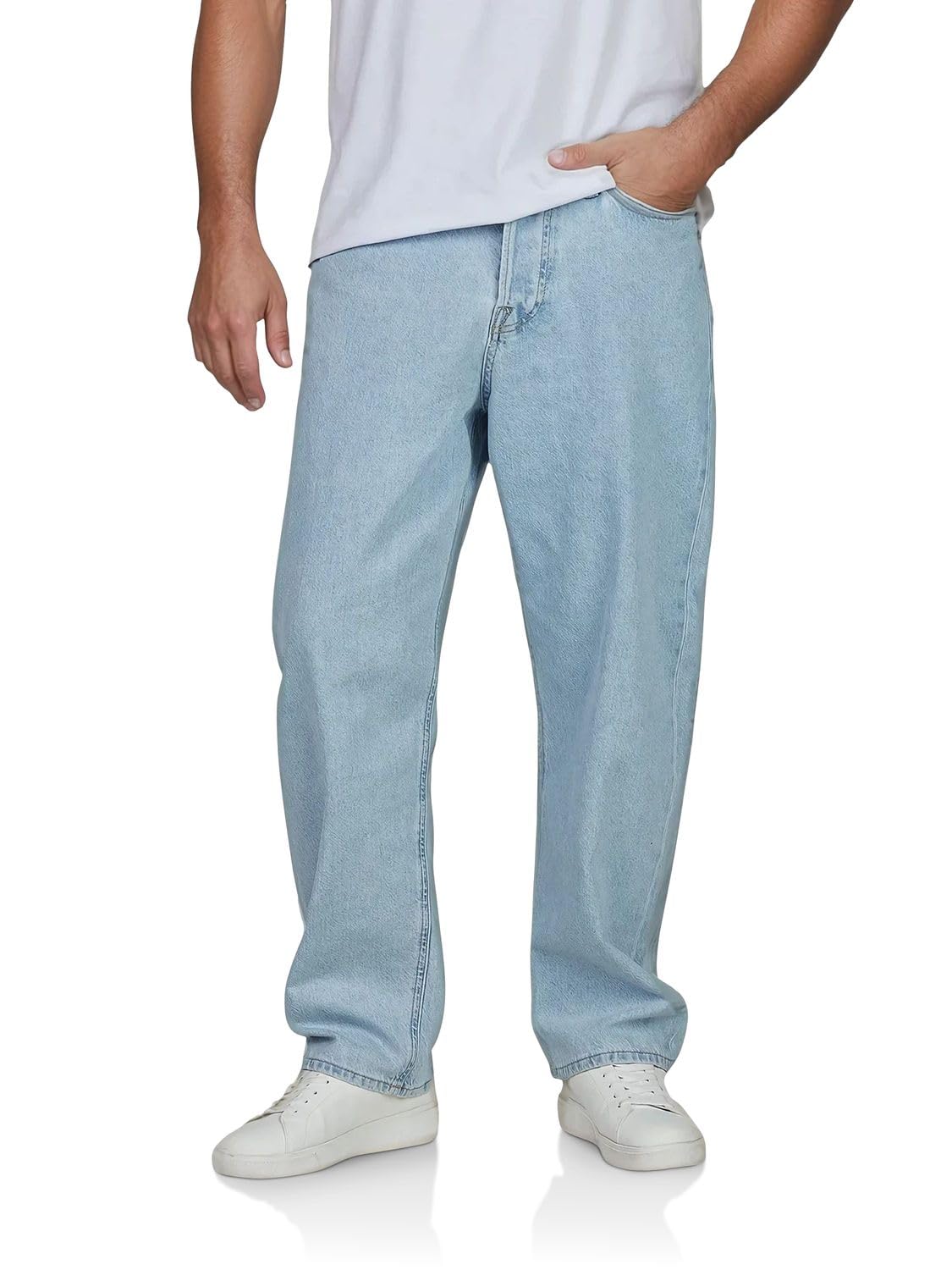 JACK & JONES JJIALEX JJCOOPER Mens Stretch Loose Fit Cotton Jeans Blue Black Gre