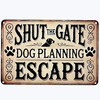 Decorative Sign - Stylish 2D Flat Dog Escape Plan Art Sign, 30x20cm Home Wall Decor for Pet Lovers - Modern Indoor Decor