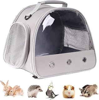 Small Animal Carrier Bag, Portable Guinea Pig Carrier for Hamster Cage, Bird Rat Guinea Pig Squirrel Carrier (Grey)