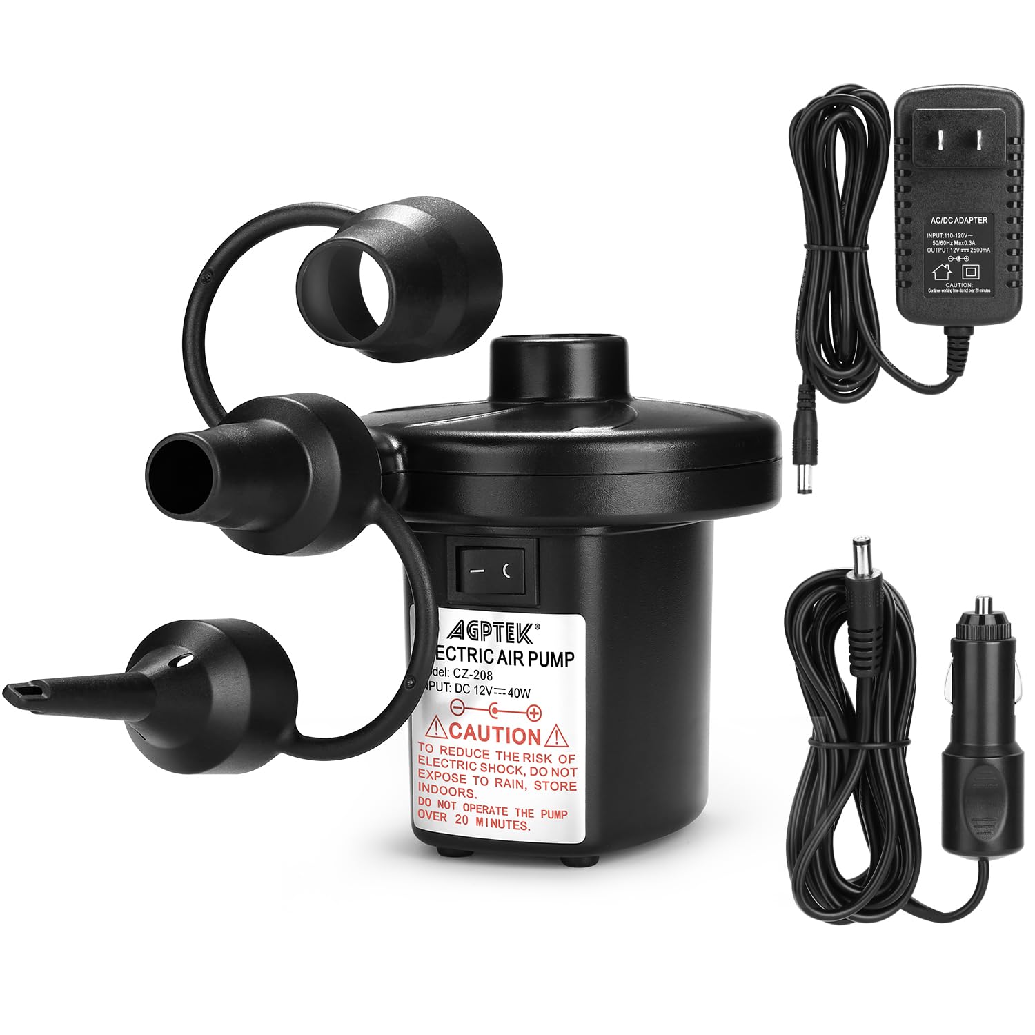 AGPTEK Electric Air Pump for Inflatables,110V AC &12V DC Inflator Deflator | 4.5