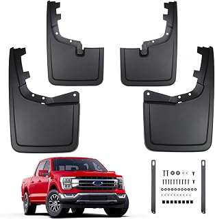 PELEUS Mud Flaps for Ford F150 2021-2026 Accessories, No Drill Splash Guards for 2024 2025 Ford Trucks (Not for Raptor), Heavy Duty PP+TPE Anti-Crack Mudguards Front and Rear Set of 4
