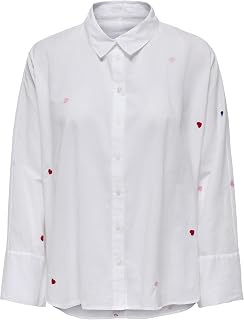 ONLY Onlnew Lina Grace LS EMB Shirt Noos Wvn Long Sleeve Shirt with Button Closure, White, XXS Women