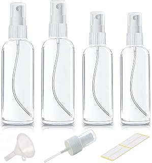 Xolaawa 4Pk Clear Empty Travel Spray Bottles, Leakproof for Toner Face Hair