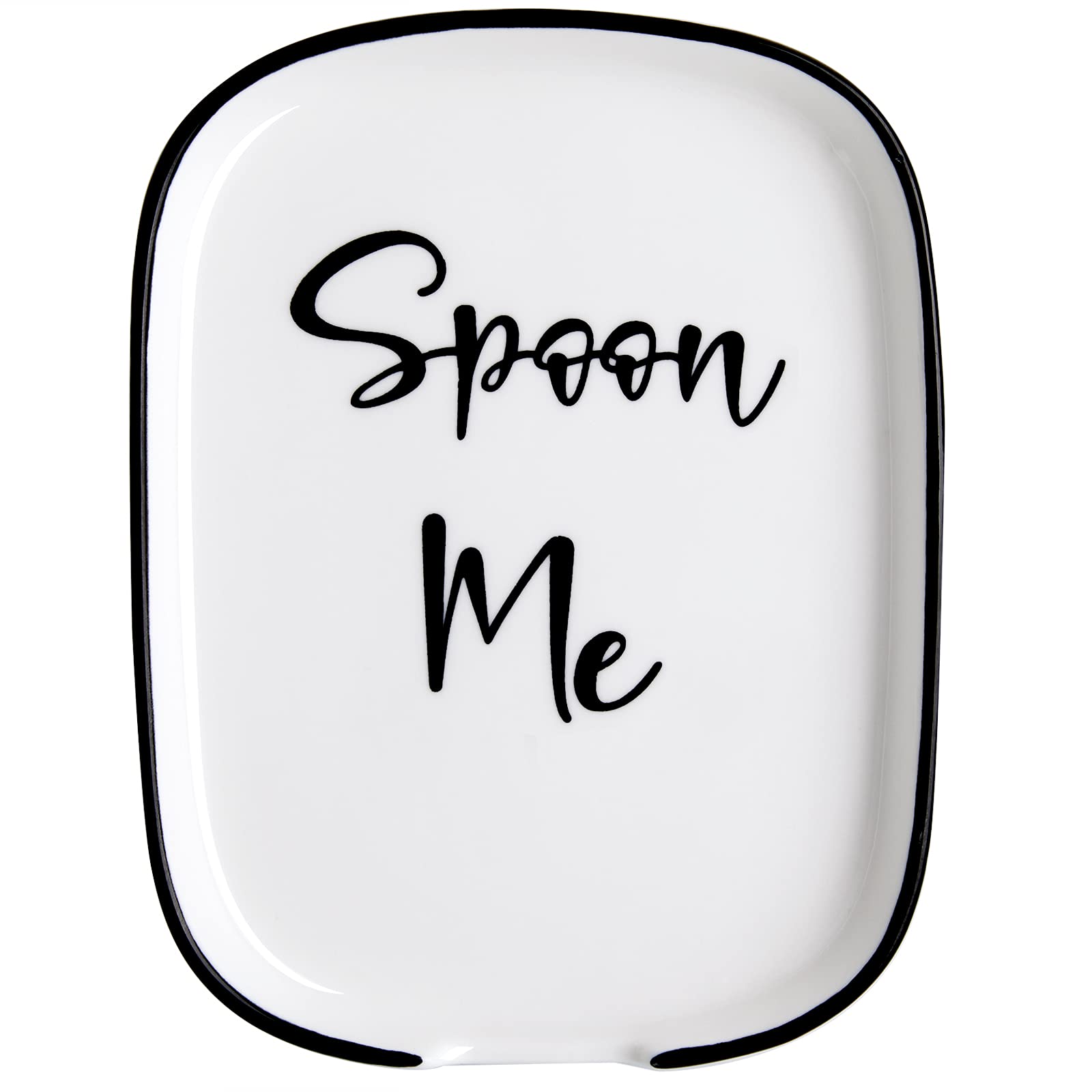 Ceramic Spoon Rest for Stove Top, Large Spoon Holder for Kitchen Counter, White 