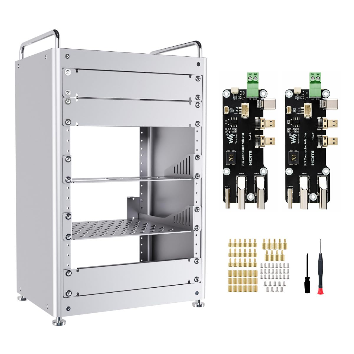 Waveshare HomeRack 8U Server Cabinet Basic Kit, 10inch Desktop All Aluminum Allo