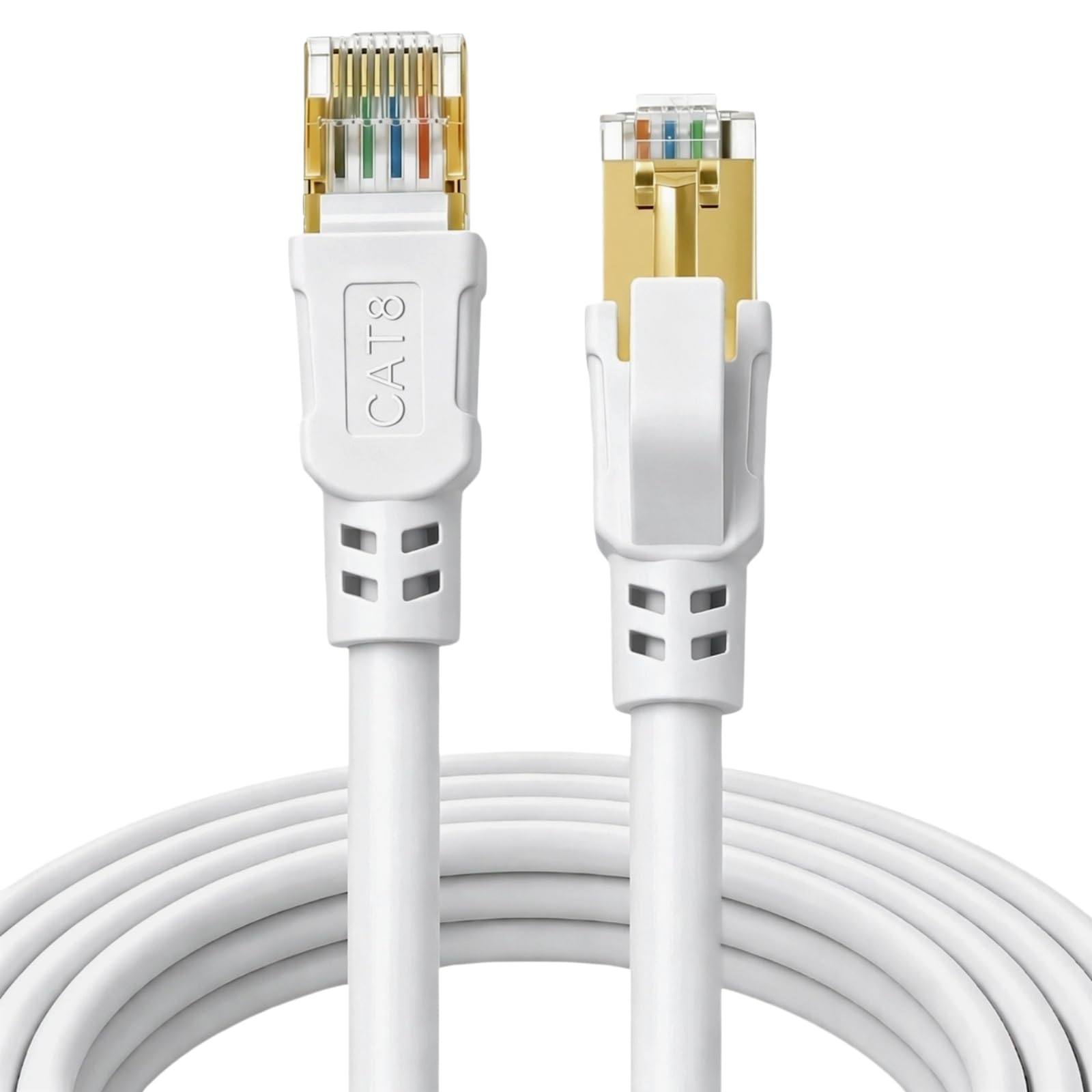 DDMALL Cat 8 Ethernet Cable 6m, 40Gbps Round Internet Cable (6 Meter White)