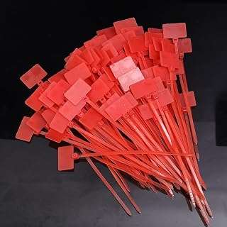 100 Pcs Colorful Nylon Cable Ties with Markers Labels Cable Ties Self Locking Office Cable Ties Plastic Fastening Straps Red