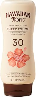 Hawaiian Tropic Sheer Touch SPF 30 Sunscreen Lotion, 8 Fl Oz | Radiant finish, Oil-free body sunscreen, Water resistant sunblock, UVA/UVB broad spectrum protection, Island tropical scent