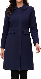 Allegra K Women's Winter Trench Coat Peter Pan Collar Single Breasted Long Coat