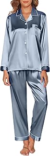 GAESHOW Pyjama Soie Femme Ensembles de Pyjama en Satin de Soie Manches Longues Vêtements de Nuit Femme pour Toutes Les Saisons