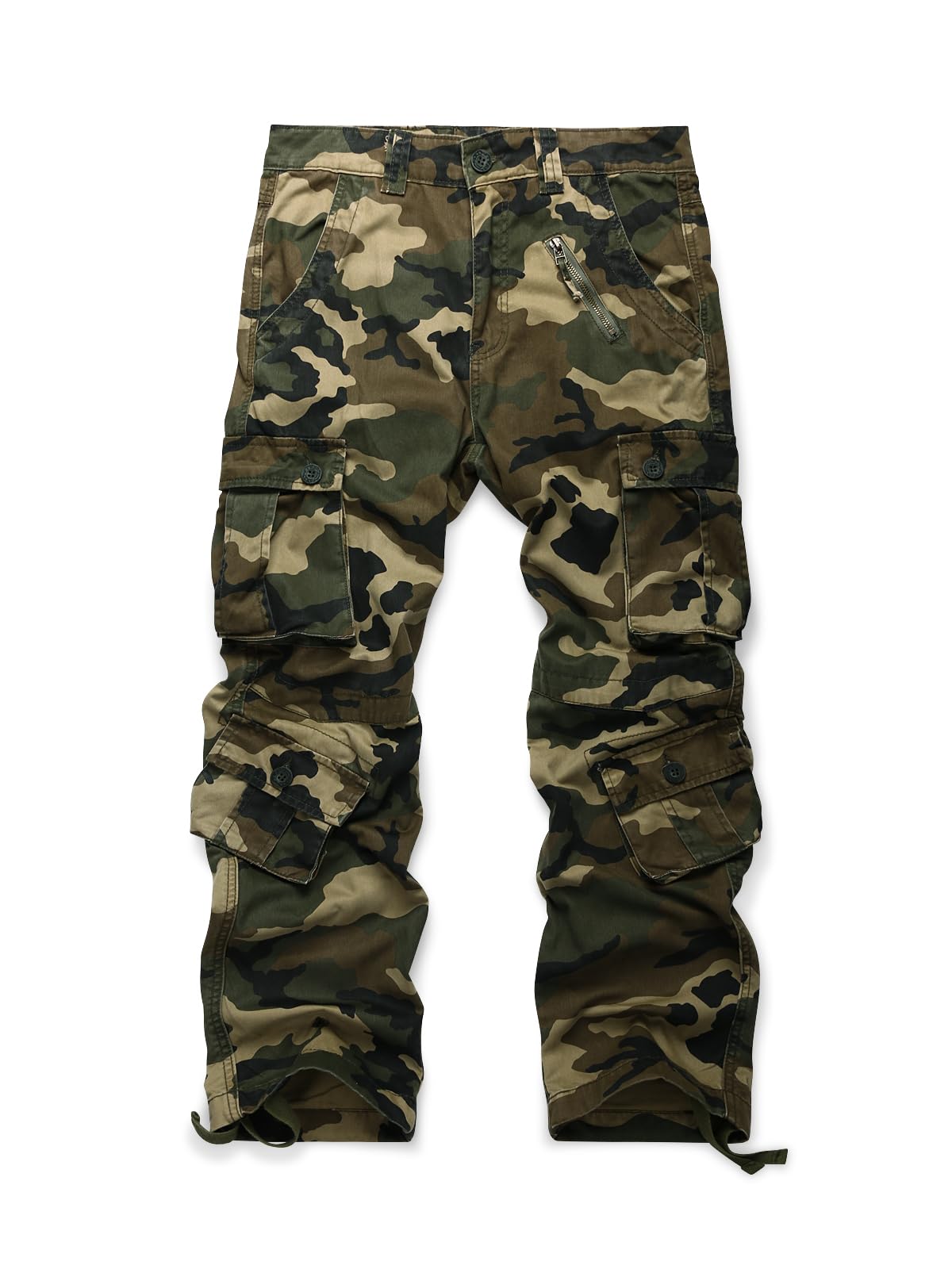 Ochenta Mens Casual Cargo Work Pants Cotton Pants with 8 Pockets (No Belt)