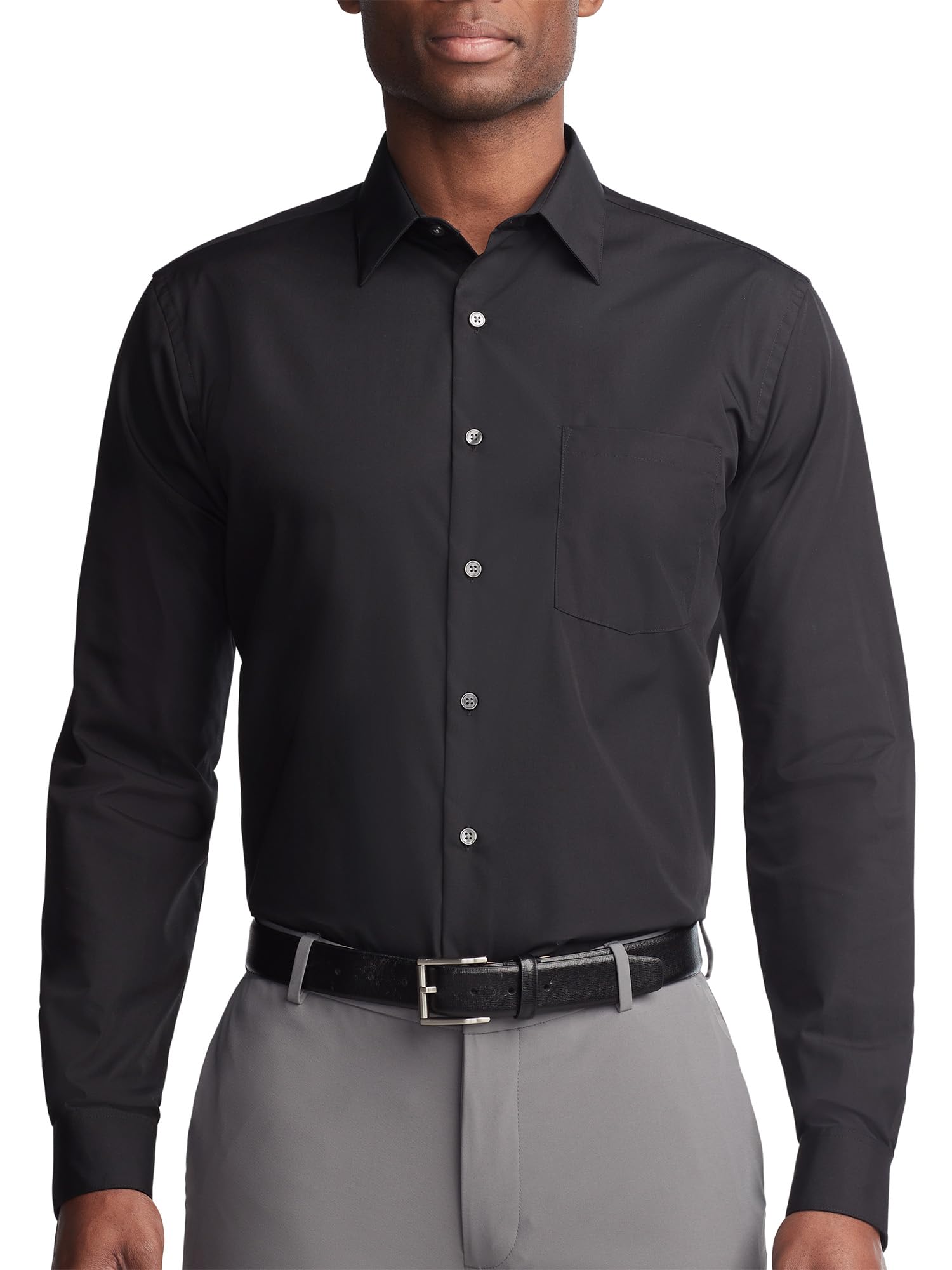 Van Heusen Poplin Regular Fit Solid Point Collar Dress Shirt Elegant Men's Shirt